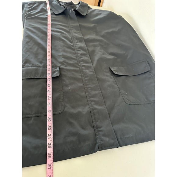 LL Bean Black Oversized Utility Jacket Women Size L Pockets Front Zipper Collar - Picture 6 of 12